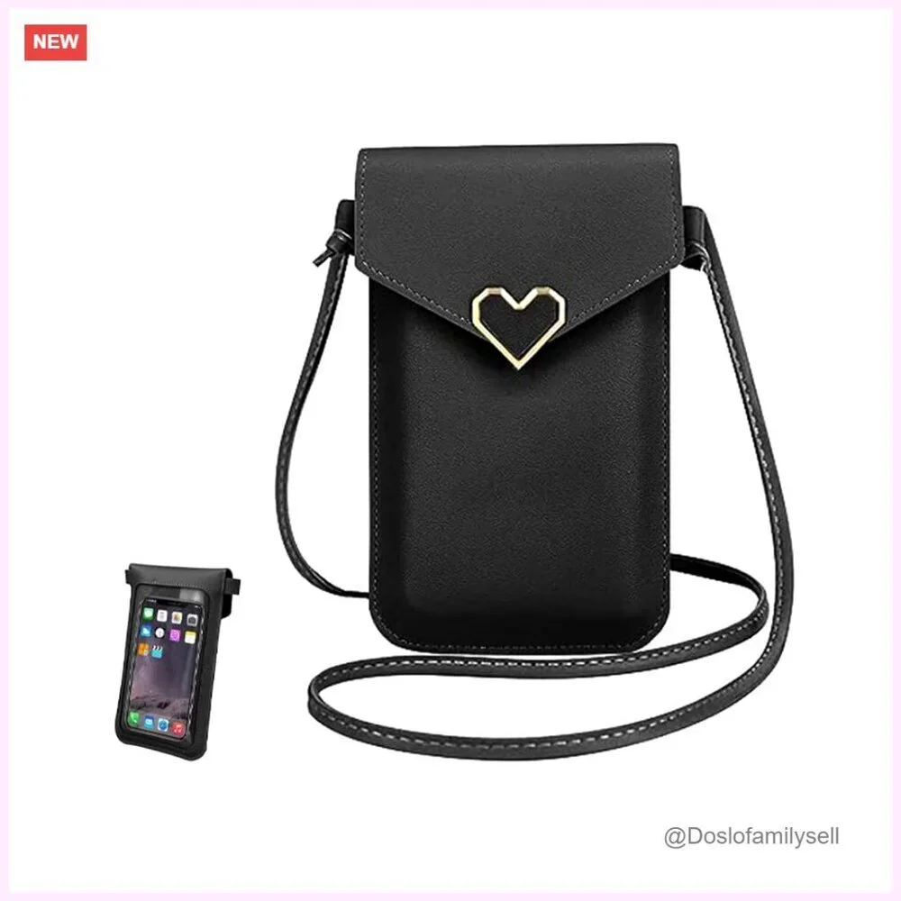 Leather Crossbody Phone Purse with Clear Touch Screen Window